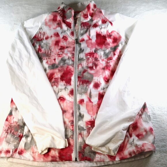 SUNICE Windwear Jacket Womens L Pink & White Floral Lightweight Golf - Picture 2 of 13